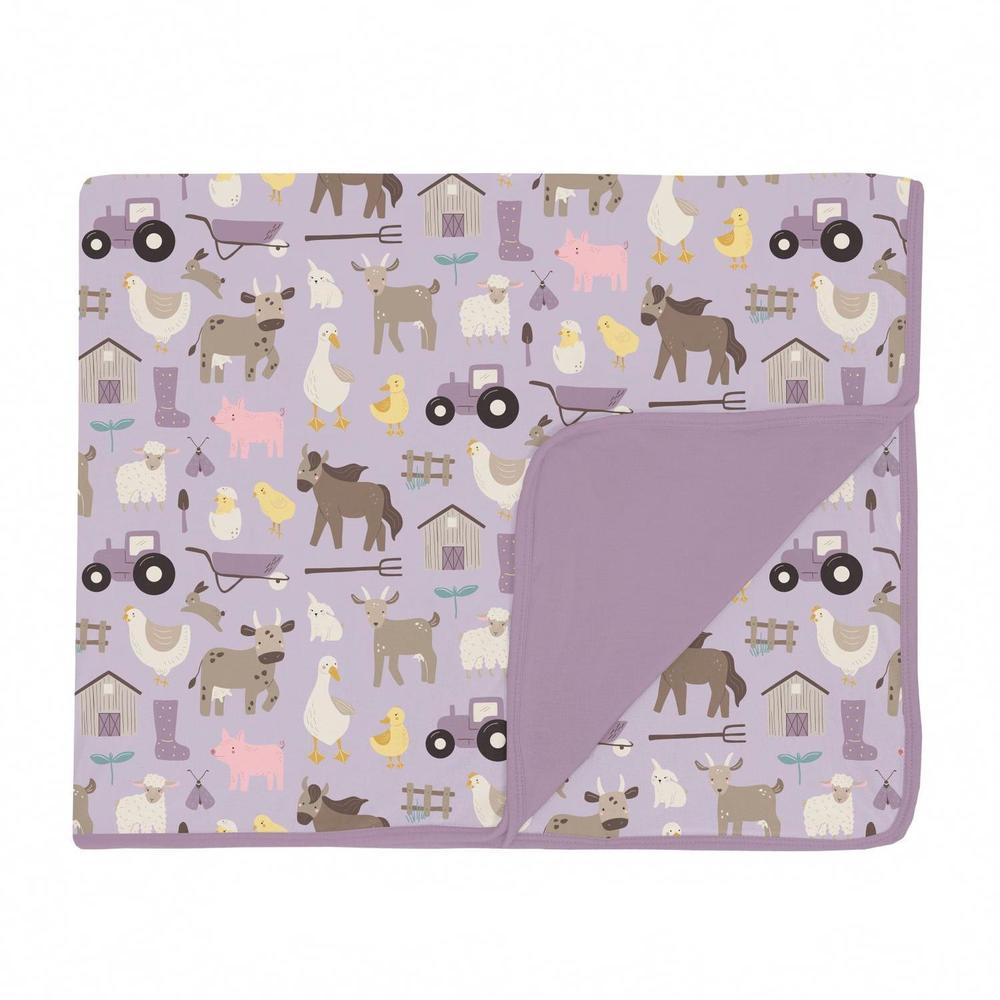 NEW KICKEE lightweight toddler blanket in thistle morning on the farm